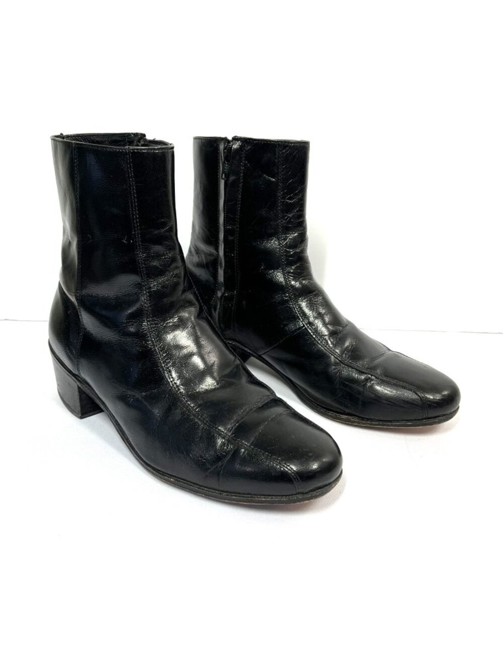Florsheim Duke Boots Mens Size 8.5 D Black Leather Zip Side
